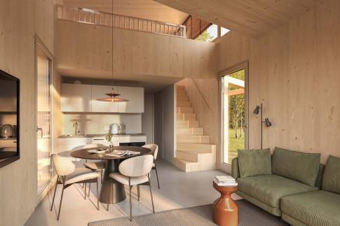 The Woonkamer of Type eco-lodge - 4P in Vastgoedfonds – Goldberg Gardens Bleijenbeek