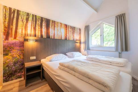 The Slaapkamer 1 of Type Wellness Bungalow - nr. B14 in Vakantiepark De Bosrand