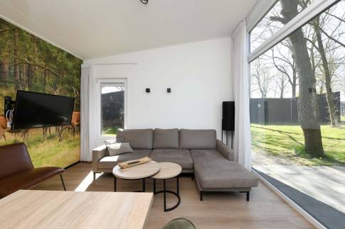The Woonkamer of Type Forest Cabin Wellness 4 - nr. 129 in Roompot Vakantiepark Schaijk