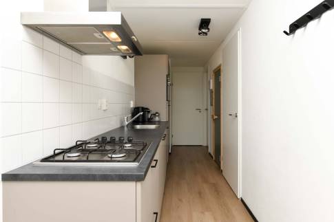The Keuken of Type Forest Cabin Wellness 4 - nr. 129 in Roompot Vakantiepark Schaijk
