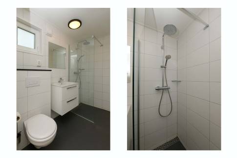 The Badkamer of Type Forest Cabin Wellness 4 - nr. 127 in Roompot Vakantiepark Schaijk