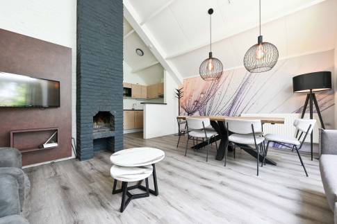 The Woonkamer of Type Wellness Bungalow - nr. B14 in Vakantiepark De Bosrand