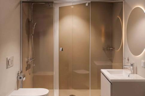 The Badkamer of Type eco-lodge - 4P in Vastgoedfonds – Goldberg Gardens Bleijenbeek