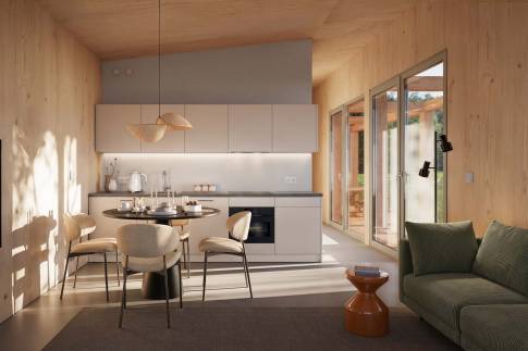 The Woonkamer of Type eco-lodge - 4P in Vastgoedfonds – Goldberg Gardens Vorden