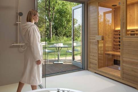 The Badkamer of Type wellness-lodge - 2P in Vastgoedfonds – Goldberg Gardens Bleijenbeek