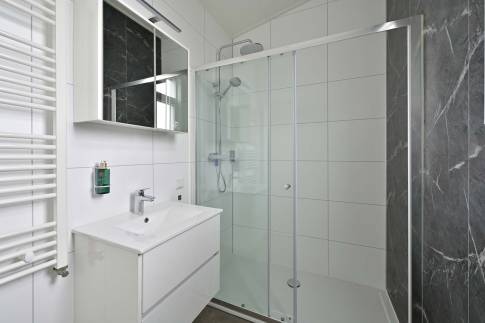 The Badkamer of Type Bos Lodge Silva Beach - nr. 73 in Landgoed De Scheleberg