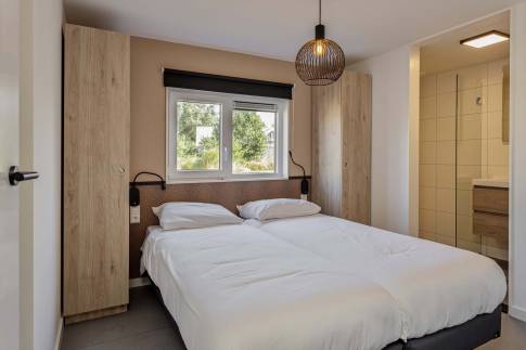 The Slaapkamer 1 of Type Strandlodge 8 - nr. 36 in Vakantiepark Boomhiemke