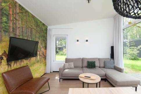 The Woonkamer of Type Forest Cabin Wellness 4 - nr. 127 in Roompot Vakantiepark Schaijk